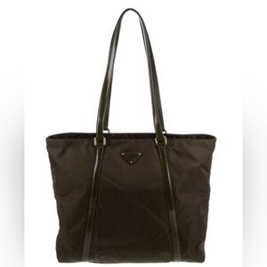 Prada Spazzolato-Trimmed Tessuto Shopping Tote. Very Good Condition